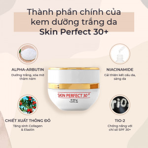 Kem dưỡng trắng da mặt ngừa mụn chuyên sâu KimKul Skin Perfect 30+ 30G - Giúp da trắng sáng, mịn màng, và trẻ hóa làn da