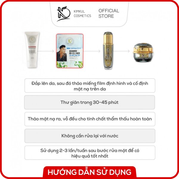 Mặt nạ dưỡng da thạch dừa KimKul Seaweed Bio-Cell Mask (tinh chất tảo biển Nhật Bản) giúp dưỡng trắng, cấp ẩm, ngừa mụn - Màu sắc Xanh Khối lượng 1 Miếng