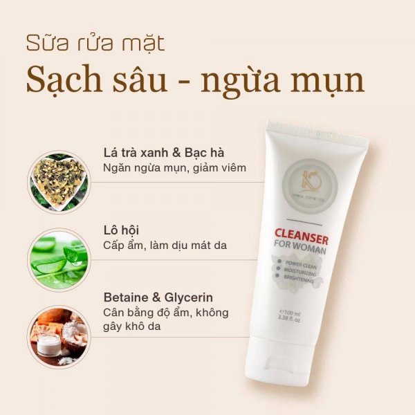 Sữa rửa mặt cho dành Nữ KimKul Cleanser For Woman 100ML - Sữa rửa mặt dưỡng ẩm, chống lão hóa, hỗ trợ trắng da cho nữ - Màu sắc Trắng Size 100Ml