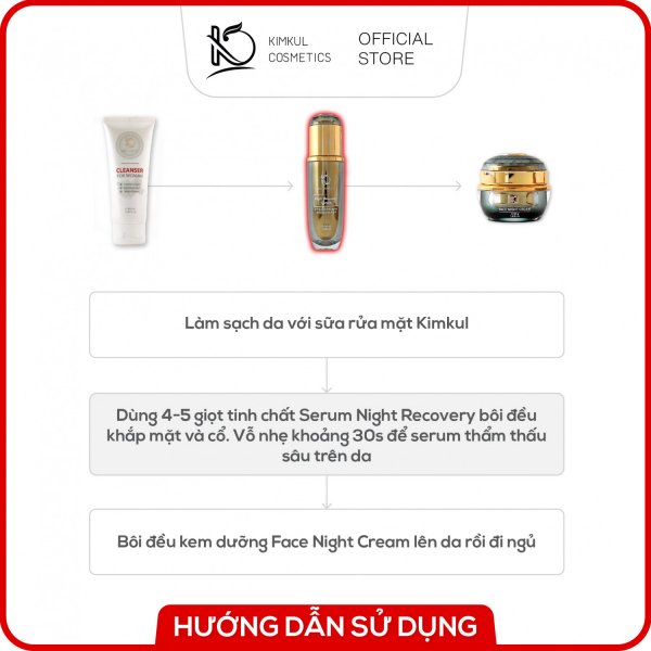 Serum dưỡng da Đêm KimKul Night Recovery 60ML - Dưỡng trắng da, giữ ẩm, chăm sóc da vào ban đêm - Màu sắc Vàng , Đen Dung tích 60ml