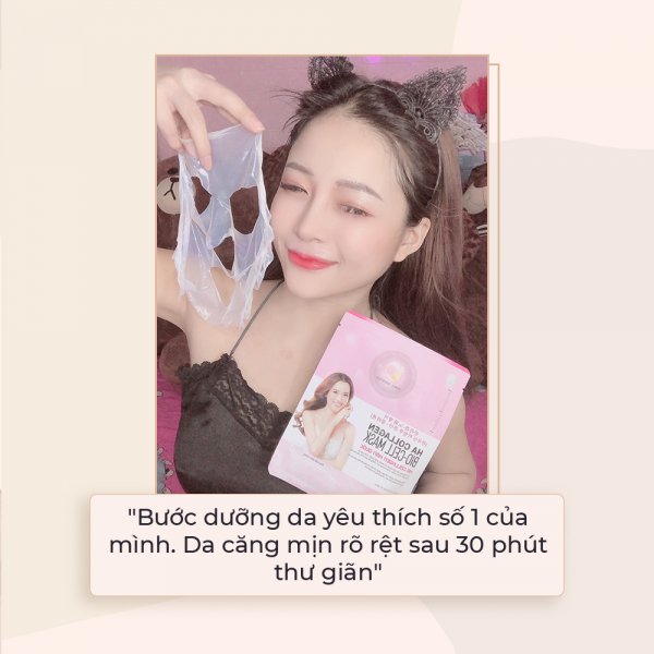  Mặt nạ Collagen Hàn Quốc KimKul HA Collagen Bio-Cell Mask - Mặt nạ Collagen chống lão hóa chuẩn Hàn Quốc dưỡng trắng, ngừa lão hóa - Màu sắc Hồng Khối lượng 1 Miếng