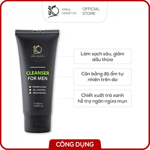 Sữa rửa mặt dành cho Nam KimKul Cleanser For Men 100ML - Sữa rửa mặt ngừa mụn, kháng khuẩn, dưỡng da ẩm đàn hồi - Màu sắc Đen Size 100Ml