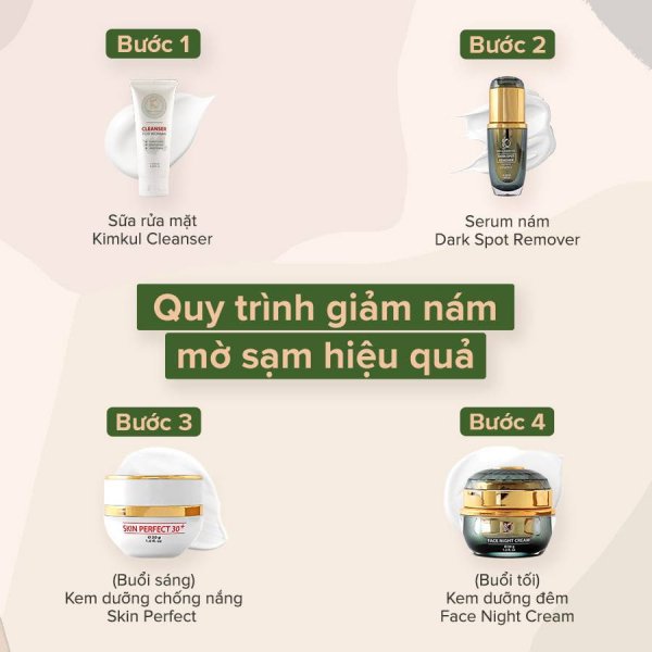 Kem dưỡng trắng da mặt ngừa mụn chuyên sâu KimKul Skin Perfect 30+ 30G - Giúp da trắng sáng, mịn màng, và trẻ hóa làn da - Màu sắc Trắng Size 30G