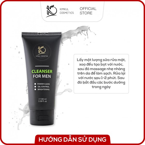 Sữa rửa mặt dành cho Nam KimKul Cleanser For Men 100ML - Sữa rửa mặt ngừa mụn, kháng khuẩn, dưỡng da ẩm đàn hồi - Màu sắc Đen Size 100Ml