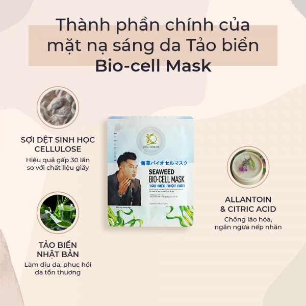  Hộp 8 Mặt nạ tảo biển Nhật Bản KimKul Seaweed Bio-Cell Mask - Bộ 8 Mặt nạ dưỡng trắng, cấp ẩm, giúp da mềm mịn đàn hồi - Màu sắc Xanh Khối lượng 1 Hộp ( 8 miếng)