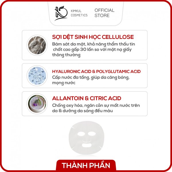 Mặt nạ Collagen Hàn Quốc KimKul HA Collagen Bio-Cell Mask - Mặt nạ Collagen chống lão hóa chuẩn Hàn Quốc dưỡng trắng, ngừa lão hóa - Màu sắc Hồng Khối lượng 1 Hộp ( 8 miếng )