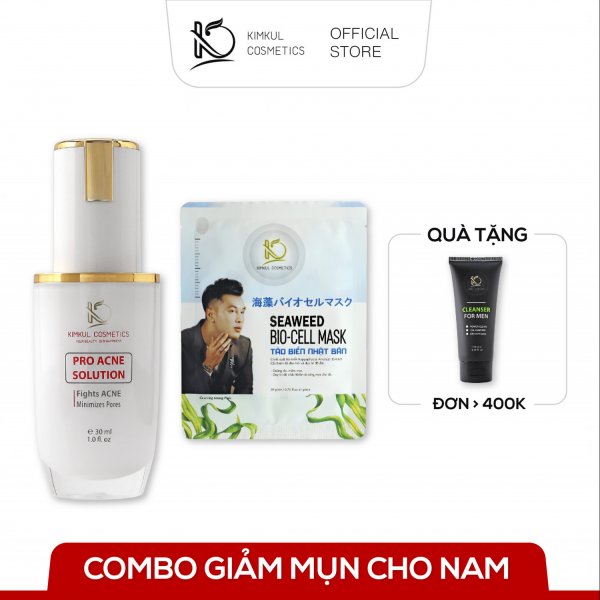  Combo giảm Mụn cho Nam gồm : Hộp 8 miếng mặt nạ Seaweed Bio-Cell Mask + Serum Pro Acne Solution 30ml (Tặng sữa rửa mặt Cleanser for Men cho hóa đơn trên 400k ) - Màu sắc Đa Sắc Size COMBO